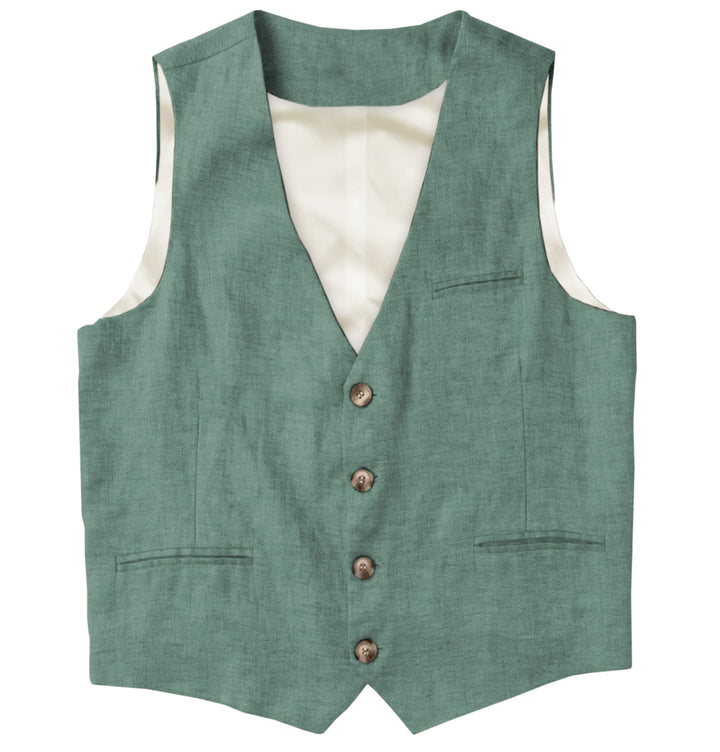 Causal Mens waistcoat Flat Linen V Neck Waistcoat For Wedding mens event wear