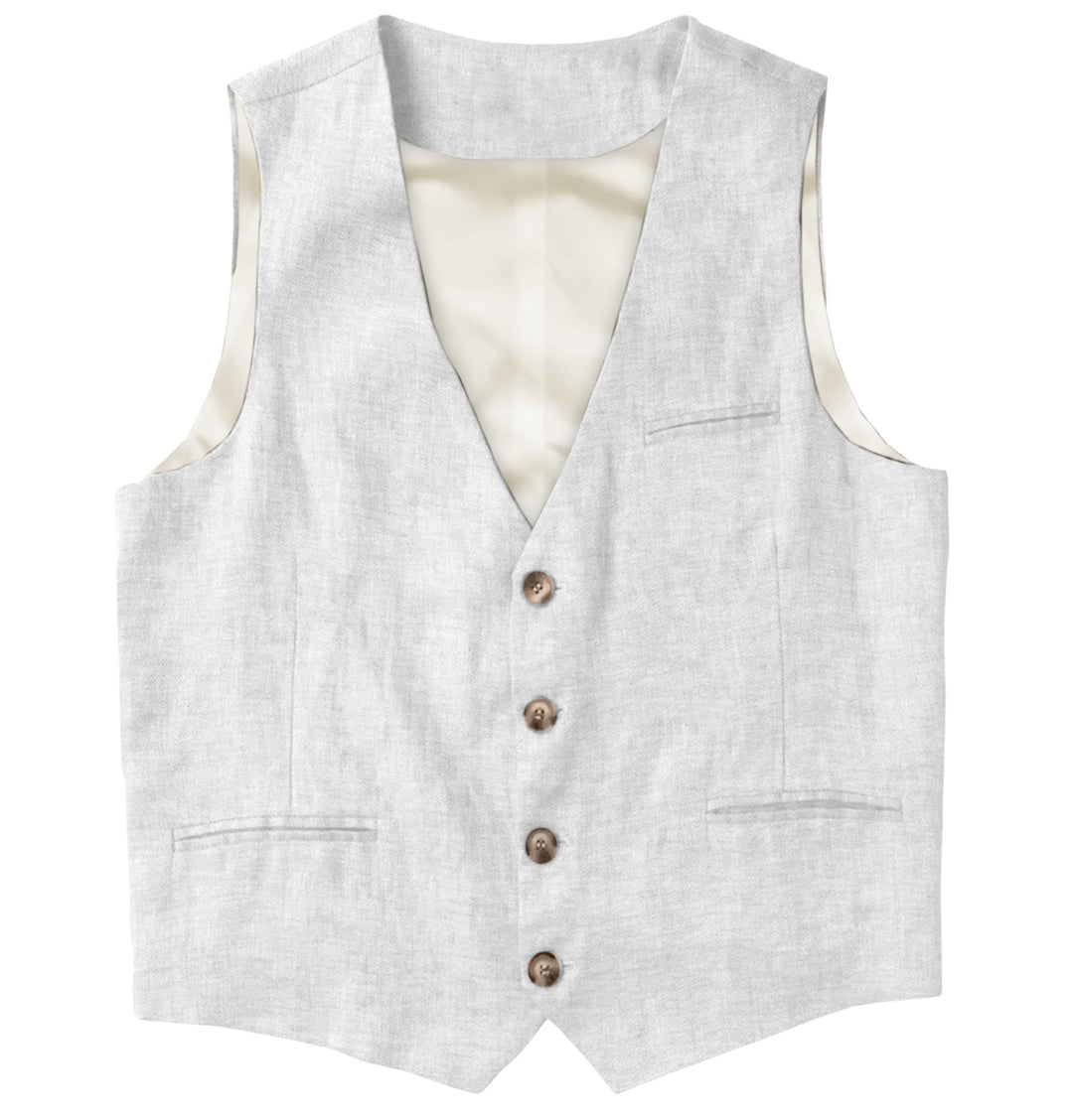 Causal Mens waistcoat Flat Linen V Neck Waistcoat For Wedding mens event wear