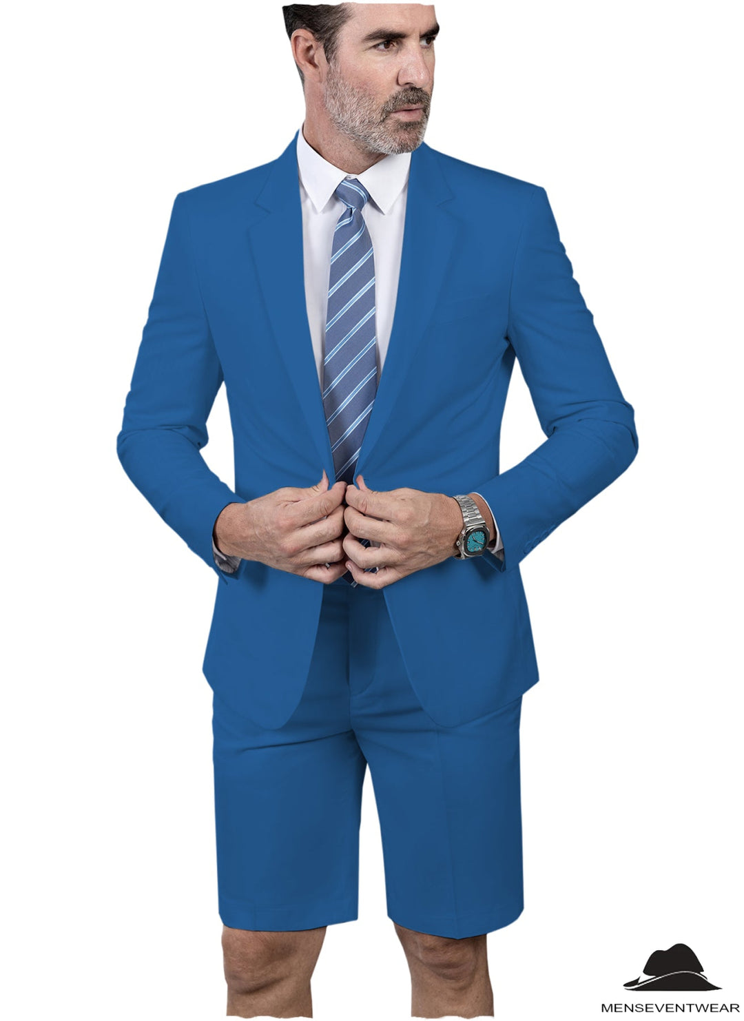 Fashion 2 Pieces Mens Suit Flat Notch Lapel Tuxedos For Wedding (Blazer+Shorts) mens event wear