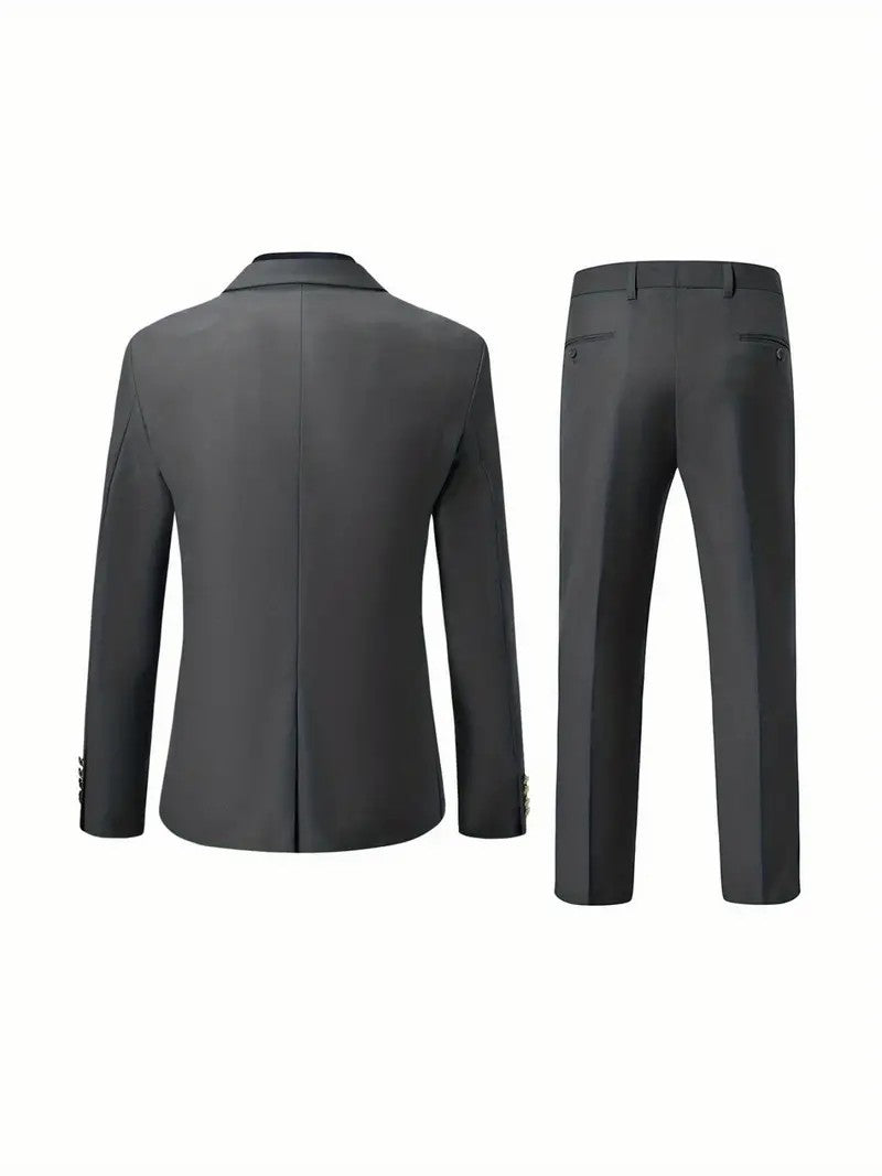 Formal 2 Pieces Mens Suit Flat Peak Lapel Tuxedos For Wedding (Blazer+Pants) mens event wear