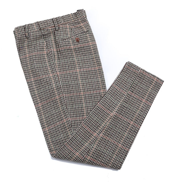 Men's Business 3 Pieces Formal Khaki Plaid Tweed Notch Lapel Suit (Blazer+vest+Pants) Adam Reed