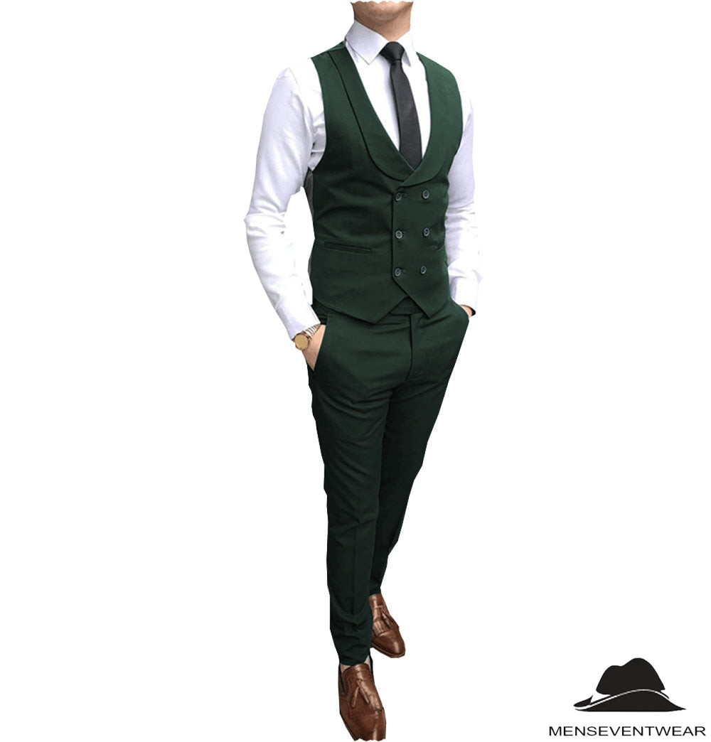 Double Breasted Formal 2 pieces Mens Suit For Wedding (Vest+Pants) mens event wear