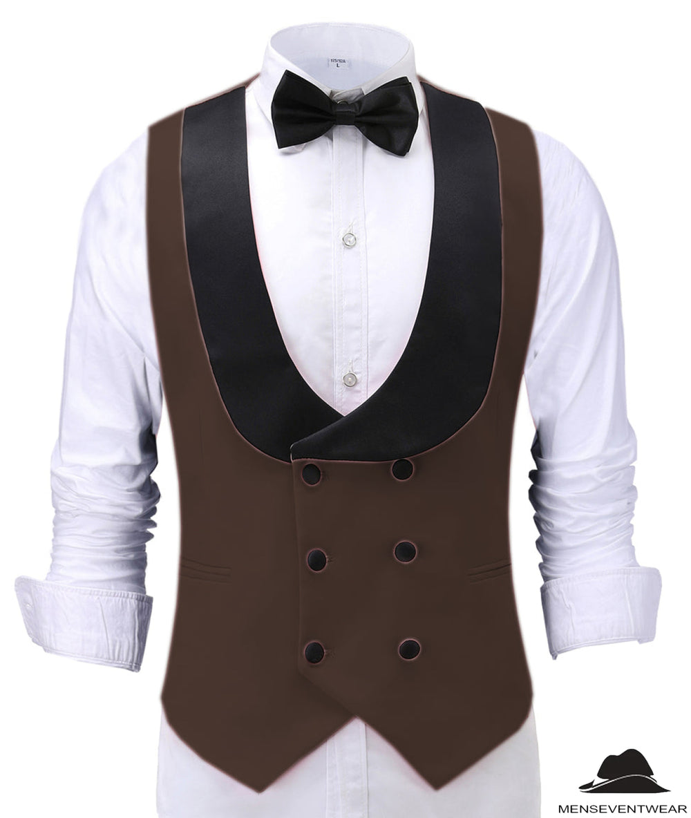 Fashion Men's Suit Vest Regular Fit Shawl Lapel Waistcoat For Wedding mens event wear