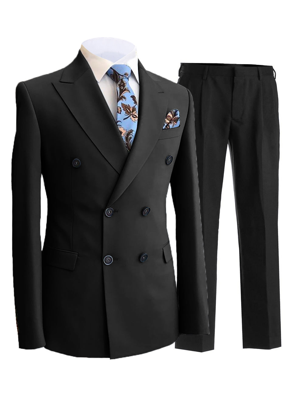 Formal Men's 2 Pieces Solid Slim Fit Peak Lapel Mens Suit (Blazer+Pants) mens event wear