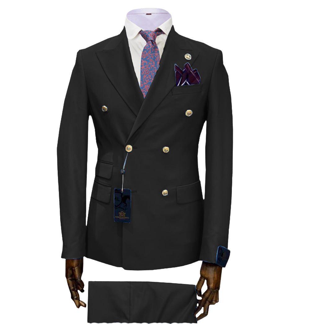 Formal Men's 2 Pieces Solid Slim Fit Peak Lapel Mens Suit (Blazer+Pants) mens event wear