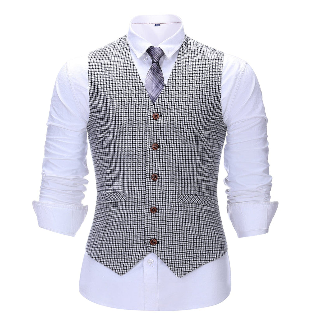 Formal Men's Suit Vest Houndstooth V Neck Waistcoat mens event wear